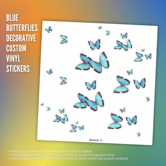 Blaue Schmetterlinge dekorative Vinyl Stickers Aufkleber