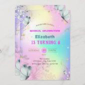 Blaue Schmetterlinge farbenfrohe holografische Geb Einladung (Vorne/Hinten)