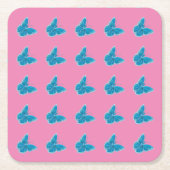Blaue Schmetterlinge flatterndes Illustrationsmust Rechteckiger Pappuntersetzer (Vorderseite)