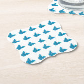 Blaue Schmetterlinge flatterndes Illustrationsmust Untersetzer (angewinkelt)