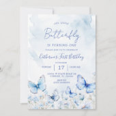 Blaue Schmetterlinge Geburtstagsparty Einladung (Vorderseite)