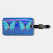 Blaue Schmetterlinge Gepäckmarke Gepäckanhänger (Rückseite horizontal)