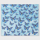 Blaue Schmetterlinge Geschenkpapier (Flach)