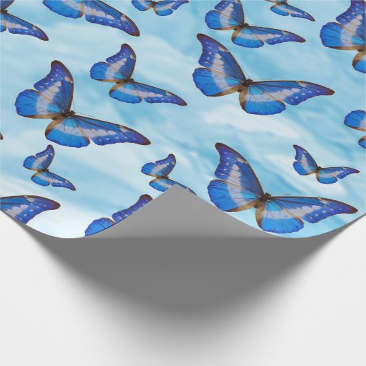 Blaue Schmetterlinge Geschenkpapier (Ecke)
