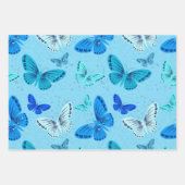 Blaue Schmetterlinge Geschenkpapier Set (Vorderseite)