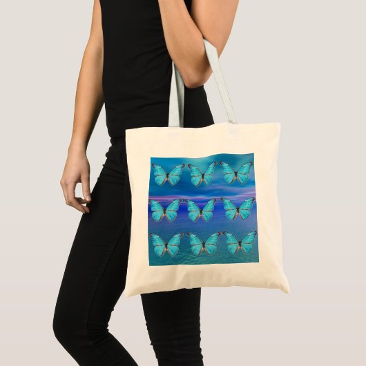 Blaue Schmetterlinge große Tote-Tasche Tragetasche (Vorderseite (Produkt))