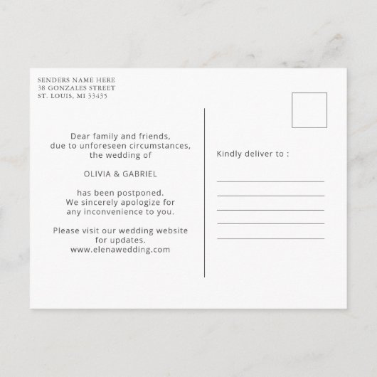 Blaue Schmetterlinge Hochzeit verändern Datum Einladungspostkarte (Rückseite)