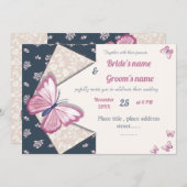 Blaue Schmetterlinge Hochzeitskarte (Vorne/Hinten)