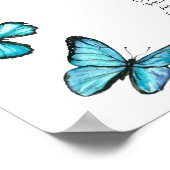 Blaue Schmetterlinge Hochzeitsstichtabelle Poster (Ecke)