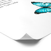 Blaue Schmetterlinge Hochzeitsstichtabelle Poster (Ecke)
