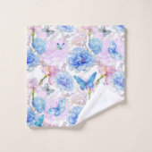 Blaue Schmetterlinge im Garten Badhandtuch Set (Waschlappen)