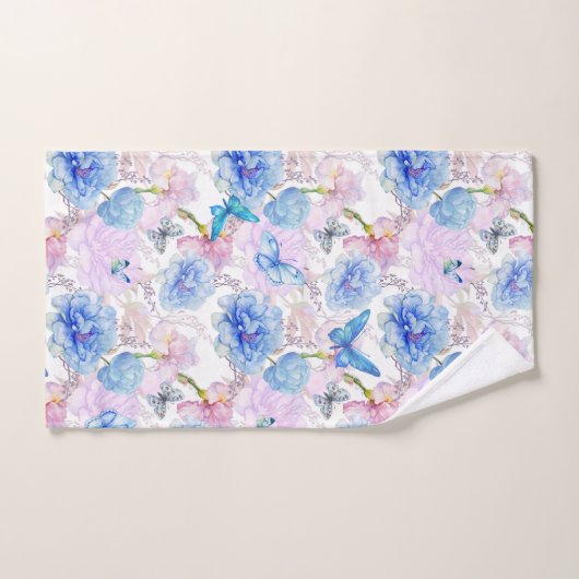 Blaue Schmetterlinge im Garten Badhandtuch Set (Handtuch)