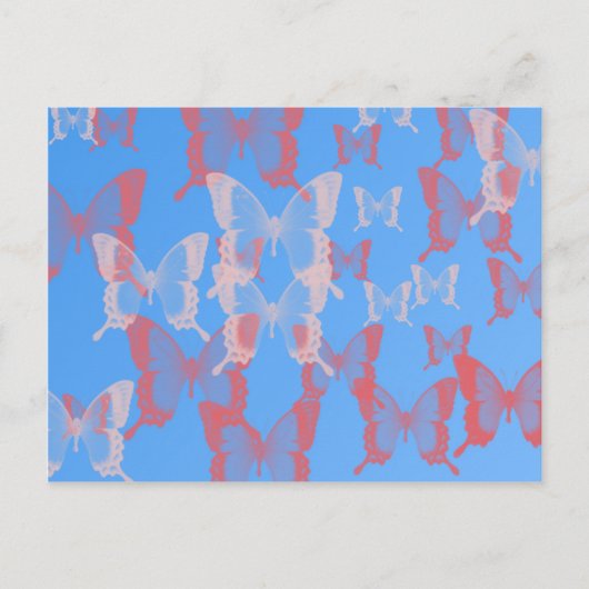 Blaue Schmetterlinge im Hintergrund Postkarte (Vorderseite)