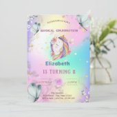 Blaue Schmetterlinge im Wasser Einhorn Holographis Einladung (Stehend Vorderseite)