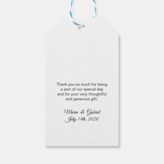 Blaue Schmetterlinge in Aquarellfarben Vielen Dank Geschenkanhänger (Rückseite)