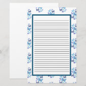 Blaue Schmetterlinge in Punkten Briefpapier (Vorne/Hinten)