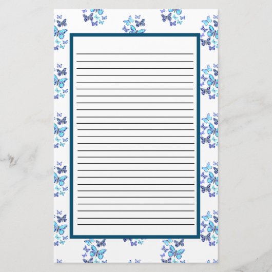 Blaue Schmetterlinge in Punkten Briefpapier (Vorderseite)