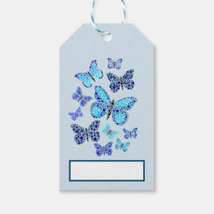 Blaue Schmetterlinge in Punkten Geschenkanhänger