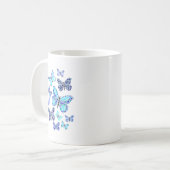 Blaue Schmetterlinge in Punkten Kaffeetasse (Vorderseite Links)