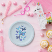 Blaue Schmetterlinge in Punkten Pappteller (Party)