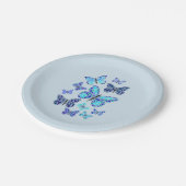 Blaue Schmetterlinge in Punkten Pappteller (Schrägansicht)