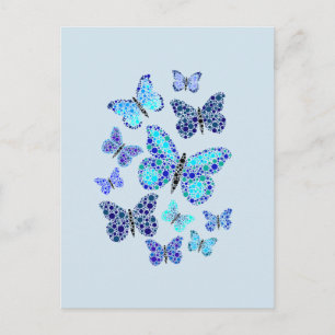 Blaue Schmetterlinge in Punkten Postkarte