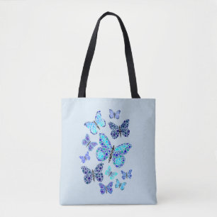 Blaue Schmetterlinge in Punkten Tasche