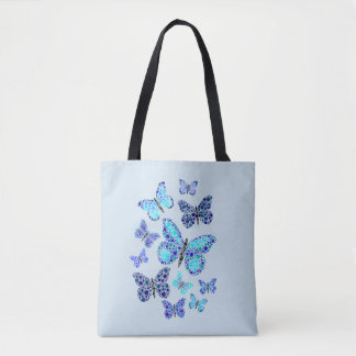 Blaue Schmetterlinge in Punkten Tasche