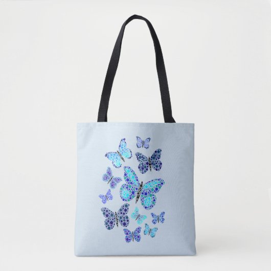 Blaue Schmetterlinge in Punkten Tasche (Vorderseite)