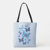 Blaue Schmetterlinge in Punkten Tasche (Rückseite)