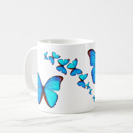 Blaue Schmetterlinge Kaffeetasse (Vorderseite Links)