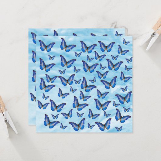 Blaue Schmetterlinge Karte (Vorderseite/Rückseite Beispiel)