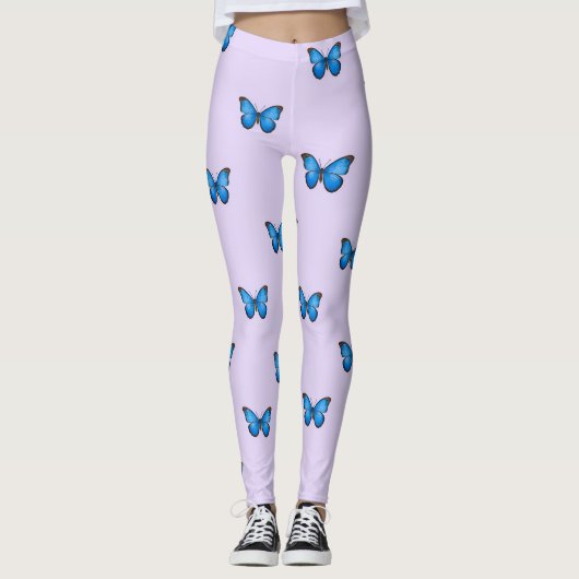 Blaue Schmetterlinge Leggings (Vorderseite)