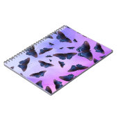 Blaue Schmetterlinge Lila Haze Sunset Notizblock (Linke Seite)