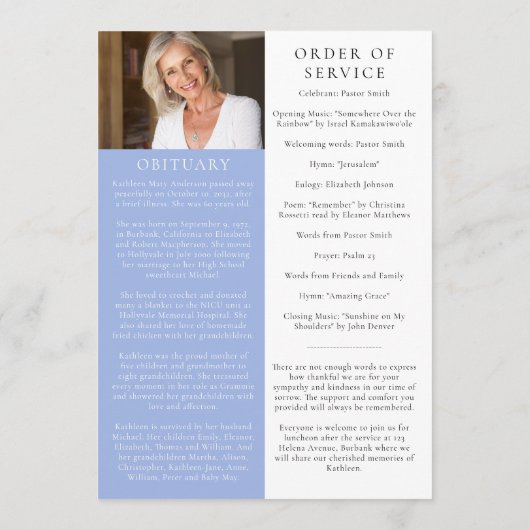 Blaue Schmetterlinge | Memorial Programm (Rückseite)