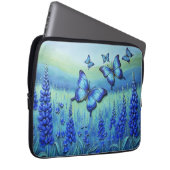 Blaue Schmetterlinge mit blauen Blumen, Laptopschutzhülle (Vorne Rechts)