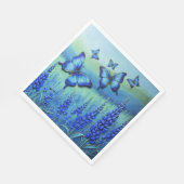 Blaue Schmetterlinge mit blauen Blumen, Serviette (Ecke)