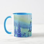 Blaue Schmetterlinge mit blauen Blumen, Tasse (Links)