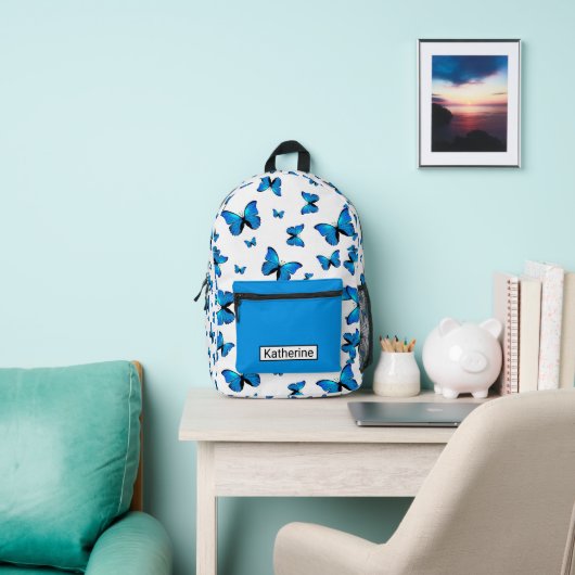 Blaue Schmetterlinge mit Namen Bedruckter Rucksack (InSitu)