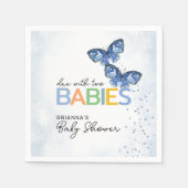 Blaue Schmetterlinge mit zwei Twins Baby Dusche Serviette (Vorderseite)