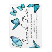 Blaue Schmetterlinge Modern Save the Date Magnet (Vertikal)