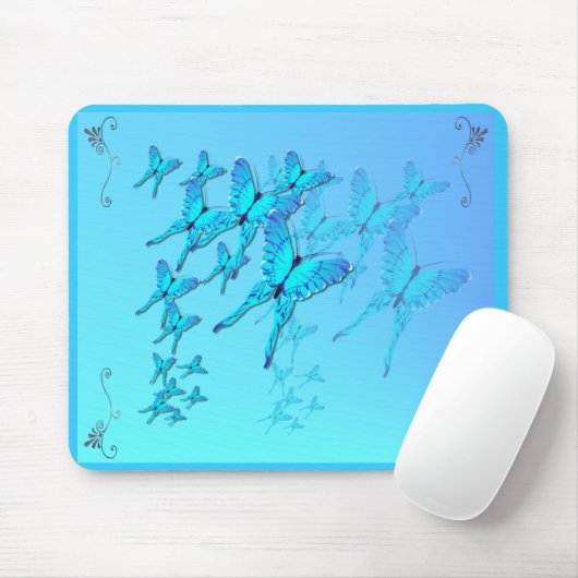 Blaue Schmetterlinge Mousepad (Mit Mouse)