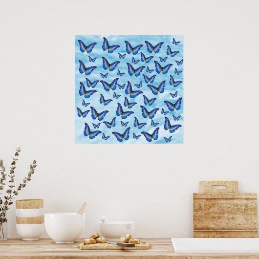 Blaue Schmetterlinge Poster (Küche)
