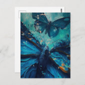Blaue Schmetterlinge Postkarte (Vorne/Hinten)