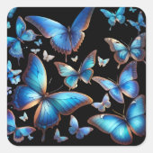 Blaue Schmetterlinge Quadratischer Aufkleber (Vorderseite)