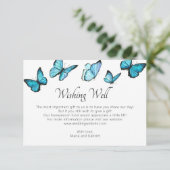 Blaue Schmetterlinge. Romantische Hochzeit wünsche Begleitkarte (Stehend Vorderseite)