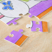 Blaue Schmetterlinge rund um das glamouröse Mädche Puzzle (Seite)