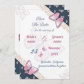 Blaue Schmetterlinge Save the Date (Vorne/Hinten)