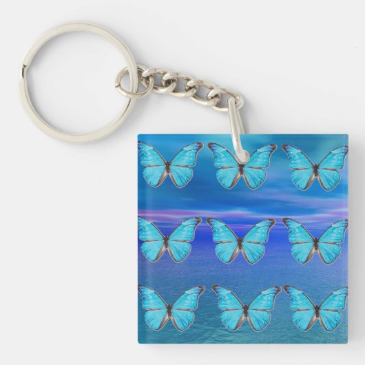 Blaue Schmetterlinge Schlüsselanhänger (Vorderseite)