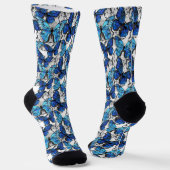 Blaue Schmetterlinge Socken (Gewinkelt)